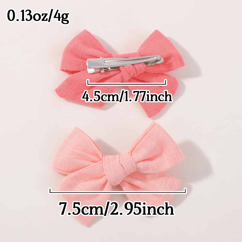 20 Pieces | Random Color Cloth Bowknot | Hairgrips Cheer Bows | Solid Color | Hair Bangs | Hair Clip | Casual Children's Hair Accessories
