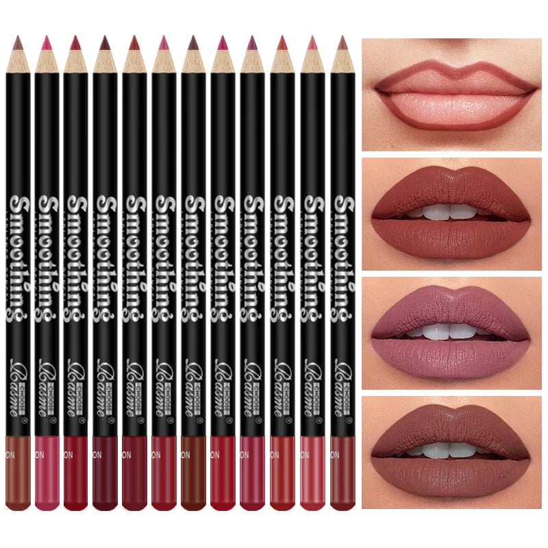 12 Pieces Lipstick Lip Liner Set | Long-Lasting
