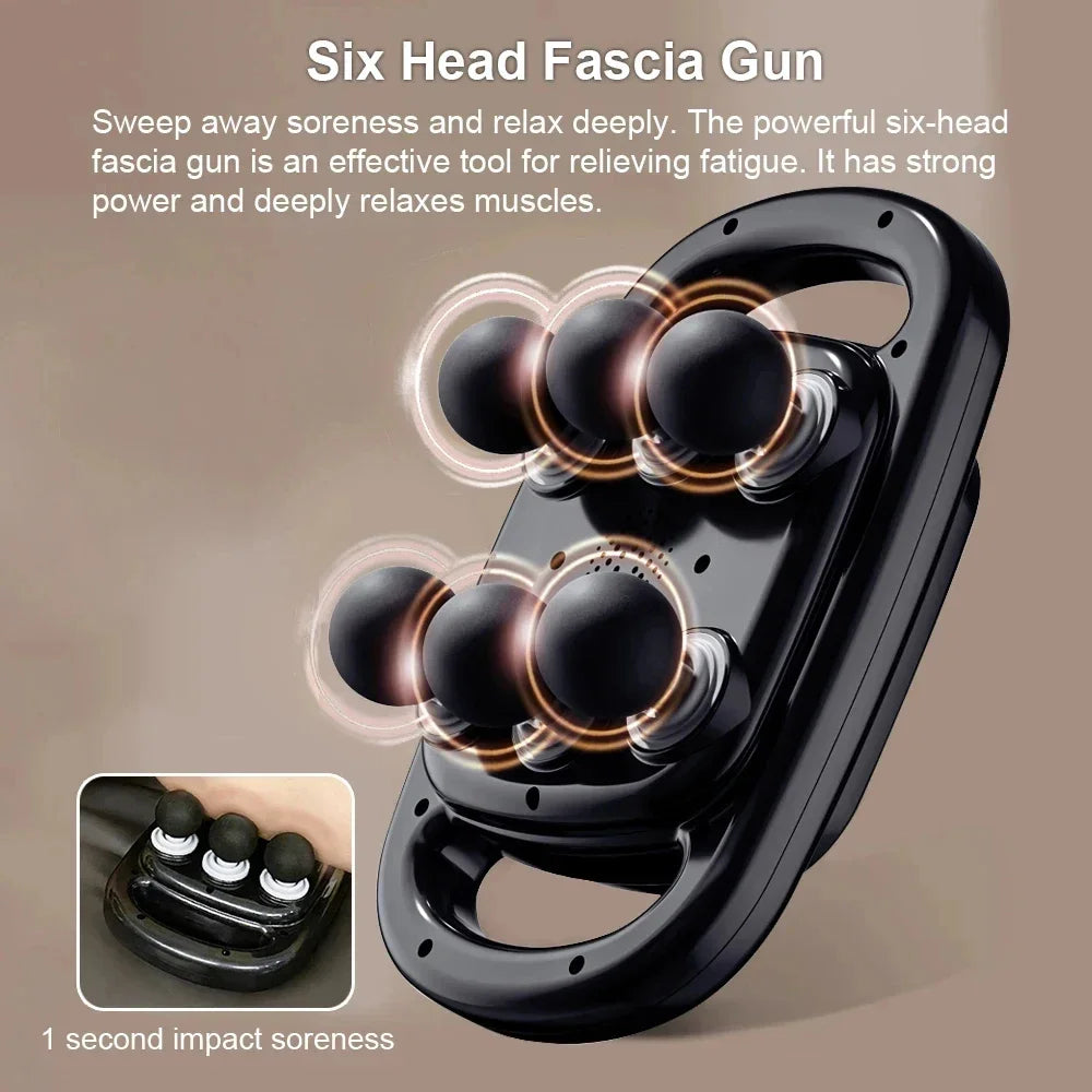 Six Heads Fascia Gun Massage | Deep Tissue | Muscle Relaxation | Body Neck Pain Relief | Cervical Spine Massager