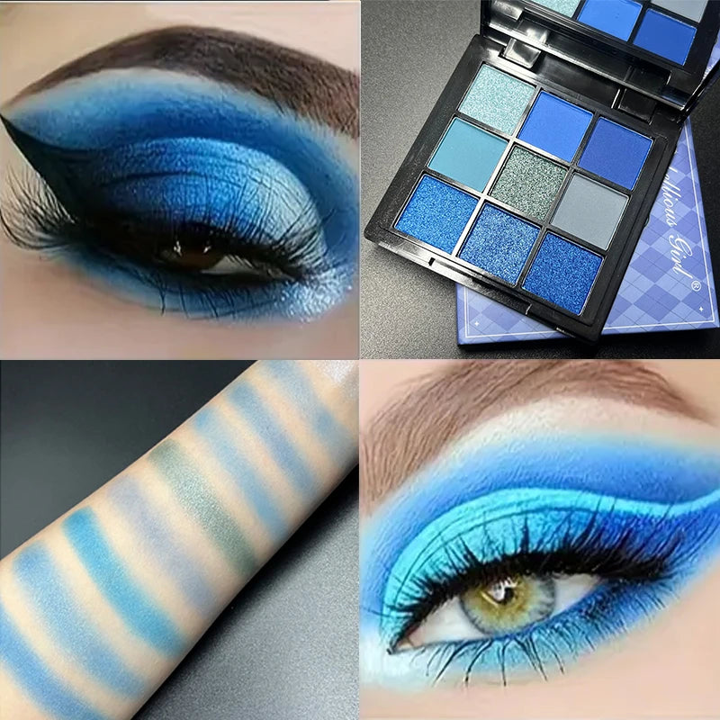 9-Grid Eyeshadow Palette | Glitter Pearlescent Matte Eye Shadow | Shimmer Makeup | Long Lasting
