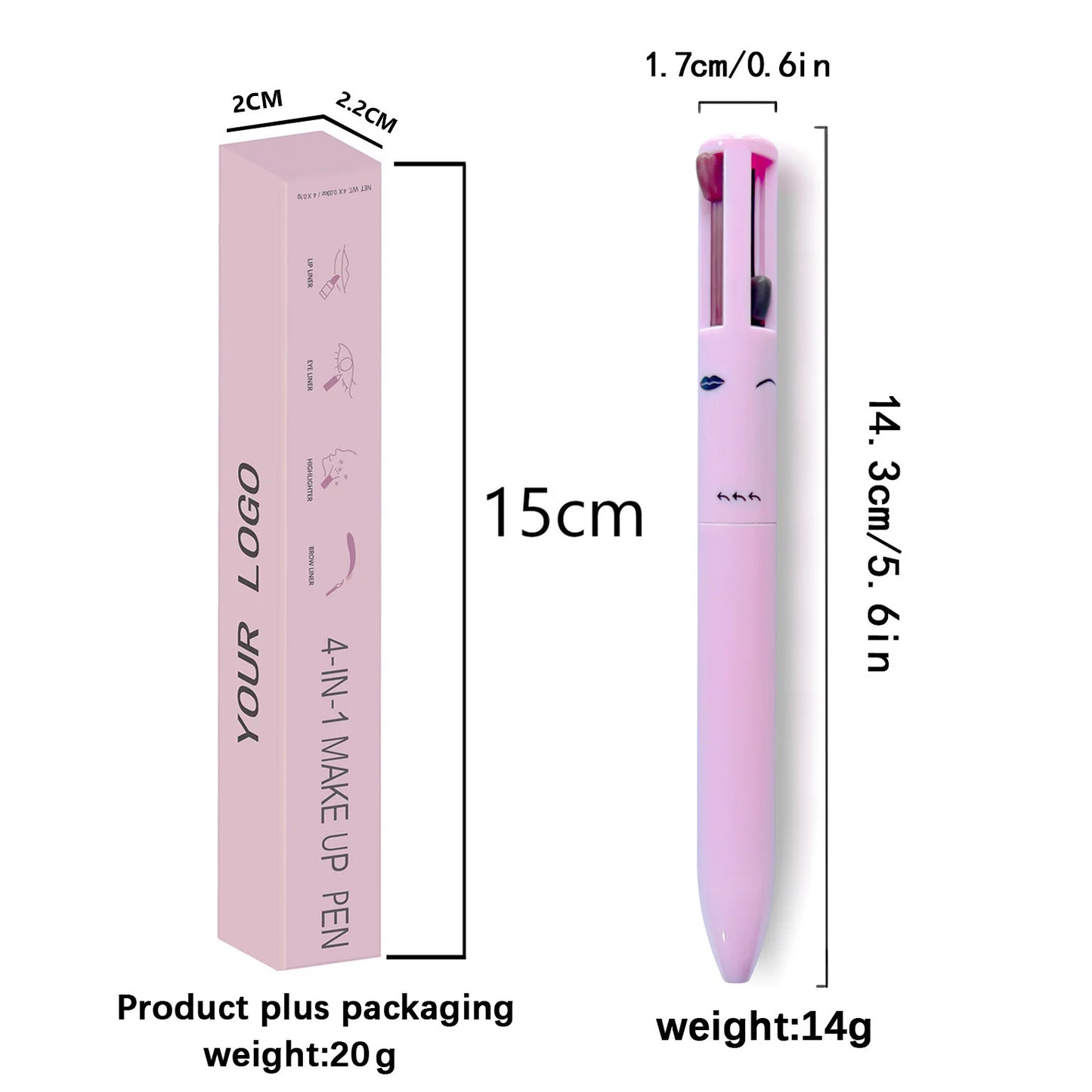 4-in-1 Multi-Functional Lip Liner, Eyeliner and Eyebrow Pencil