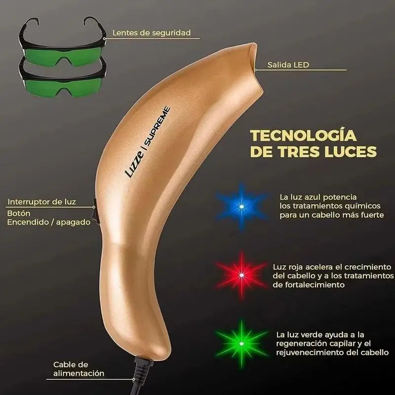 Lizze Tri-Chroma Photon Scalp Therapy Device | 630nm/525nm/465nm Led | For Scalp Care & Hair Growth | Clinically Proven