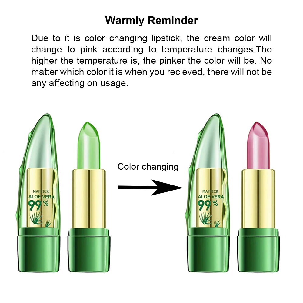 Change Color Lipstick | Aloe Vera | Long-Lasting | Moisturizing | Magical Color Change