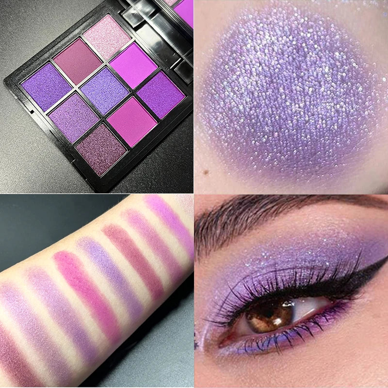 9-Grid Eyeshadow Palette | Glitter Pearlescent Matte Eye Shadow | Shimmer Makeup | Long Lasting