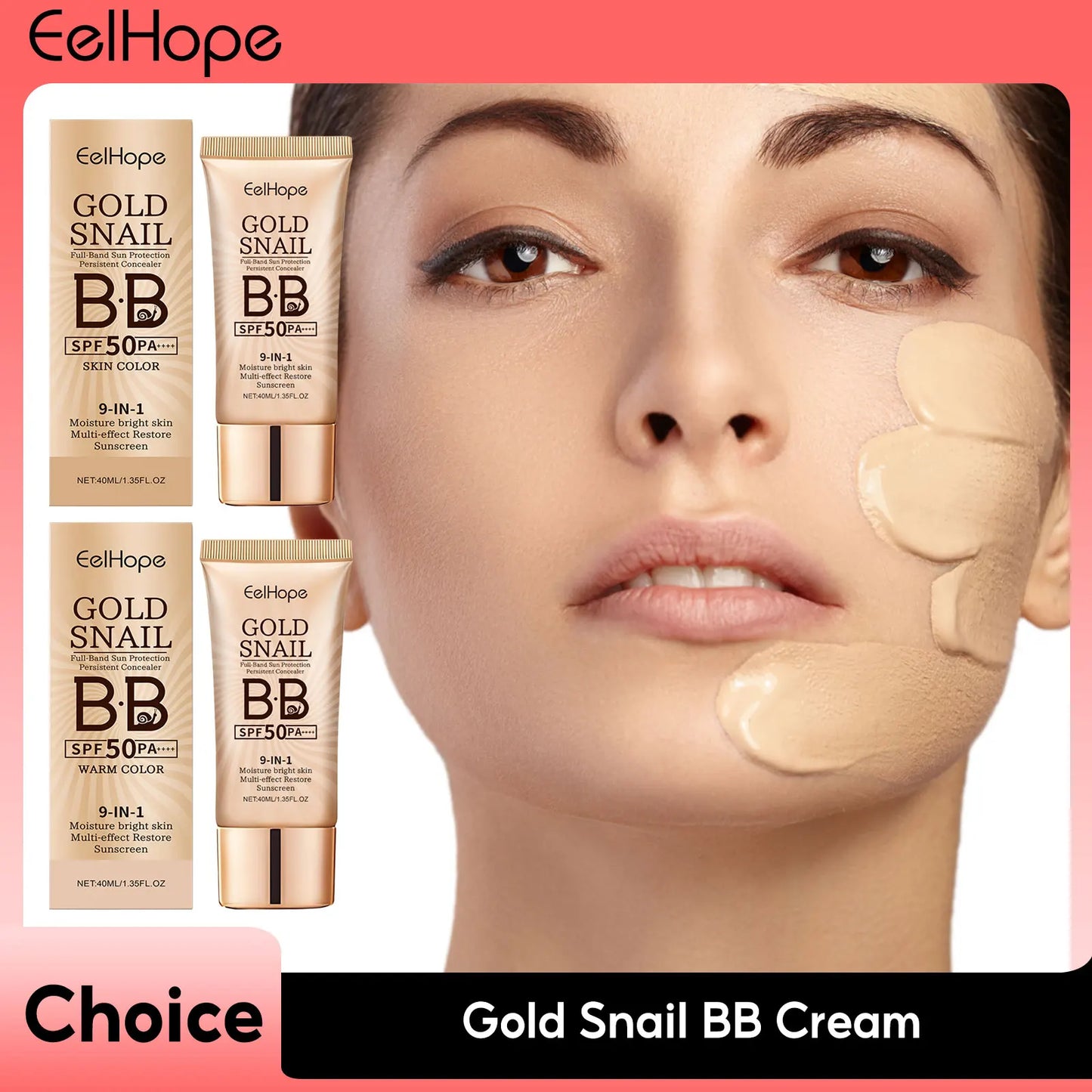 Gold Snail Sunscreen BB Cream SPF 50 | Face Concealer | Long-Lasting | Makeup