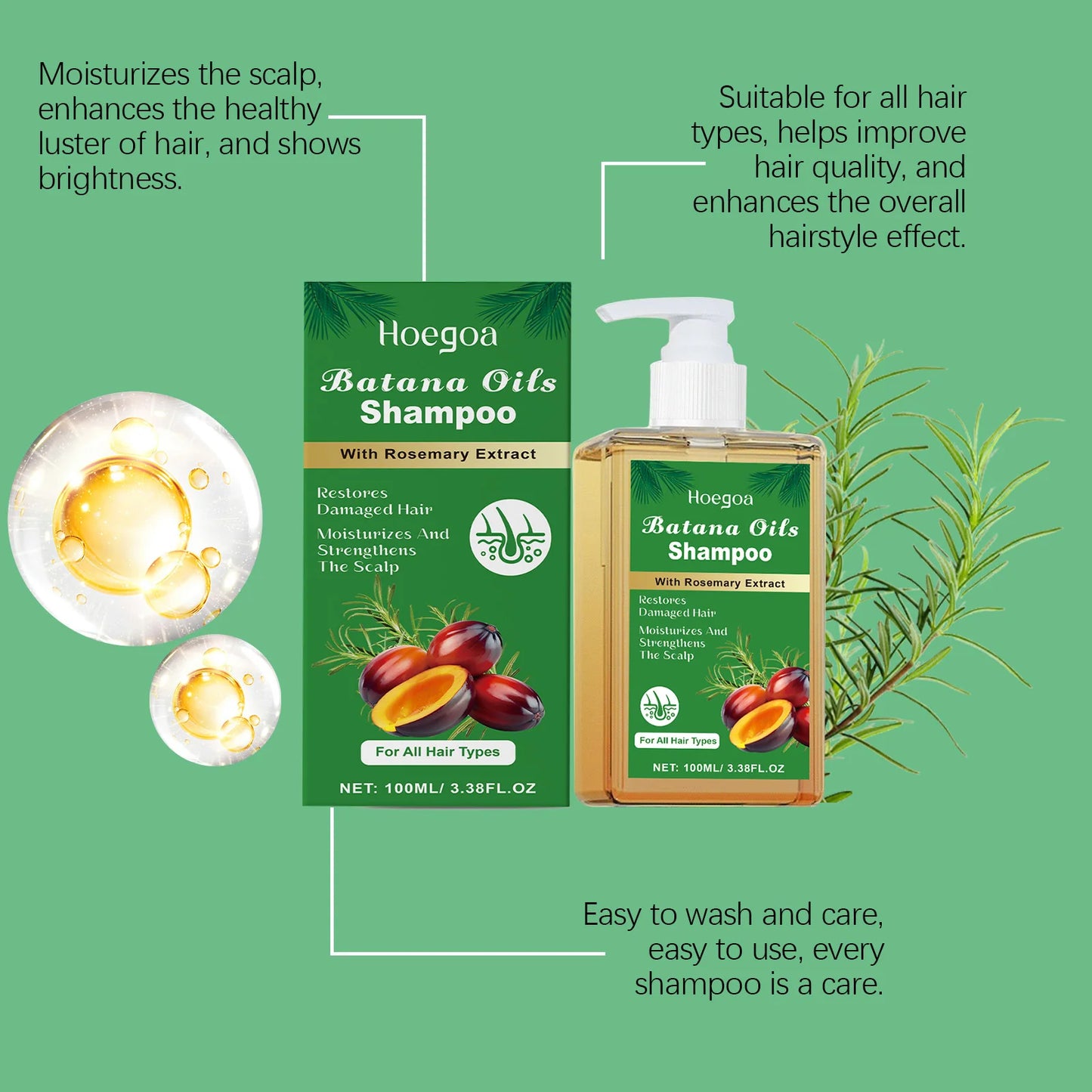 Batana Oils Shampoo | Hair Strengthen | Moisturizer | Restore Damaged Brittle Hair | Anti Loss | Improve Dandruff Scalp | Oil Control Care