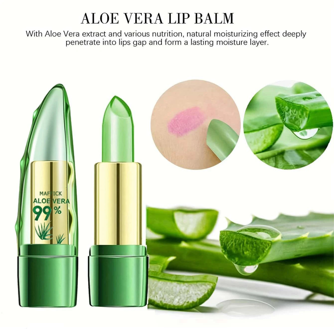 Change Color Lipstick | Aloe Vera | Long-Lasting | Moisturizing | Magical Color Change