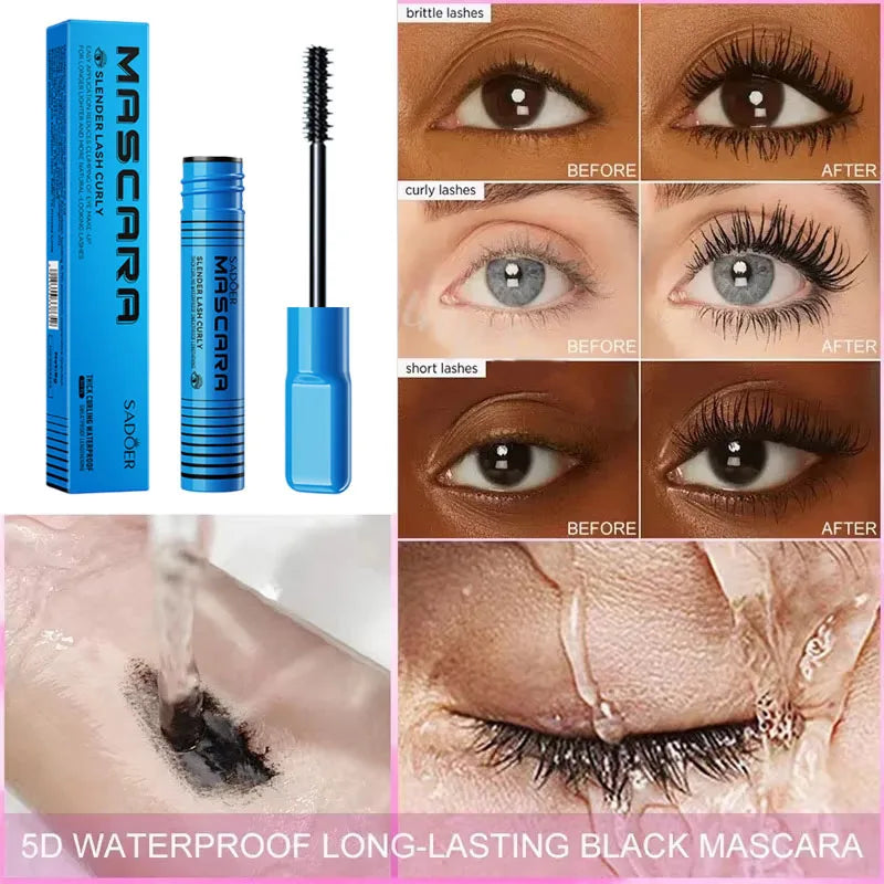 5D Waterproof Mascara | Lengthening Eyelashes | Make-up |Waterproof | Black | Silk Fiber Mascara