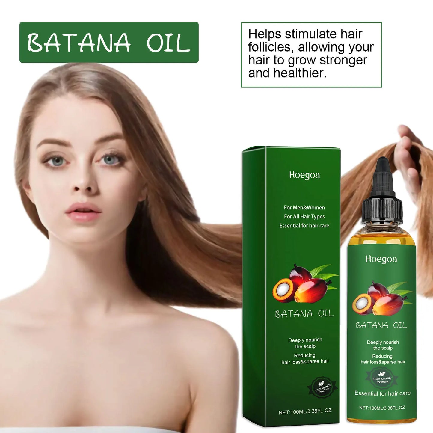 Batana Oil | Hair Strengthen Repair | Split Ends Damage | Increase Hair Thickness and Smoothness | Dense Hair Essential Oil
