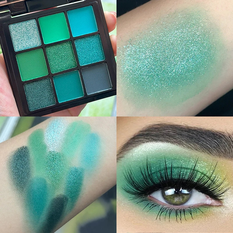 9-Grid Eyeshadow Palette | Glitter Pearlescent Matte Eye Shadow | Shimmer Makeup | Long Lasting
